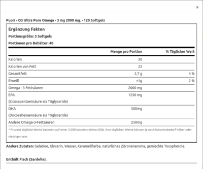 Puori O3 Ultra Pure Omega - 120 Softgel - IFOS Zertifiziert – Bild 5
